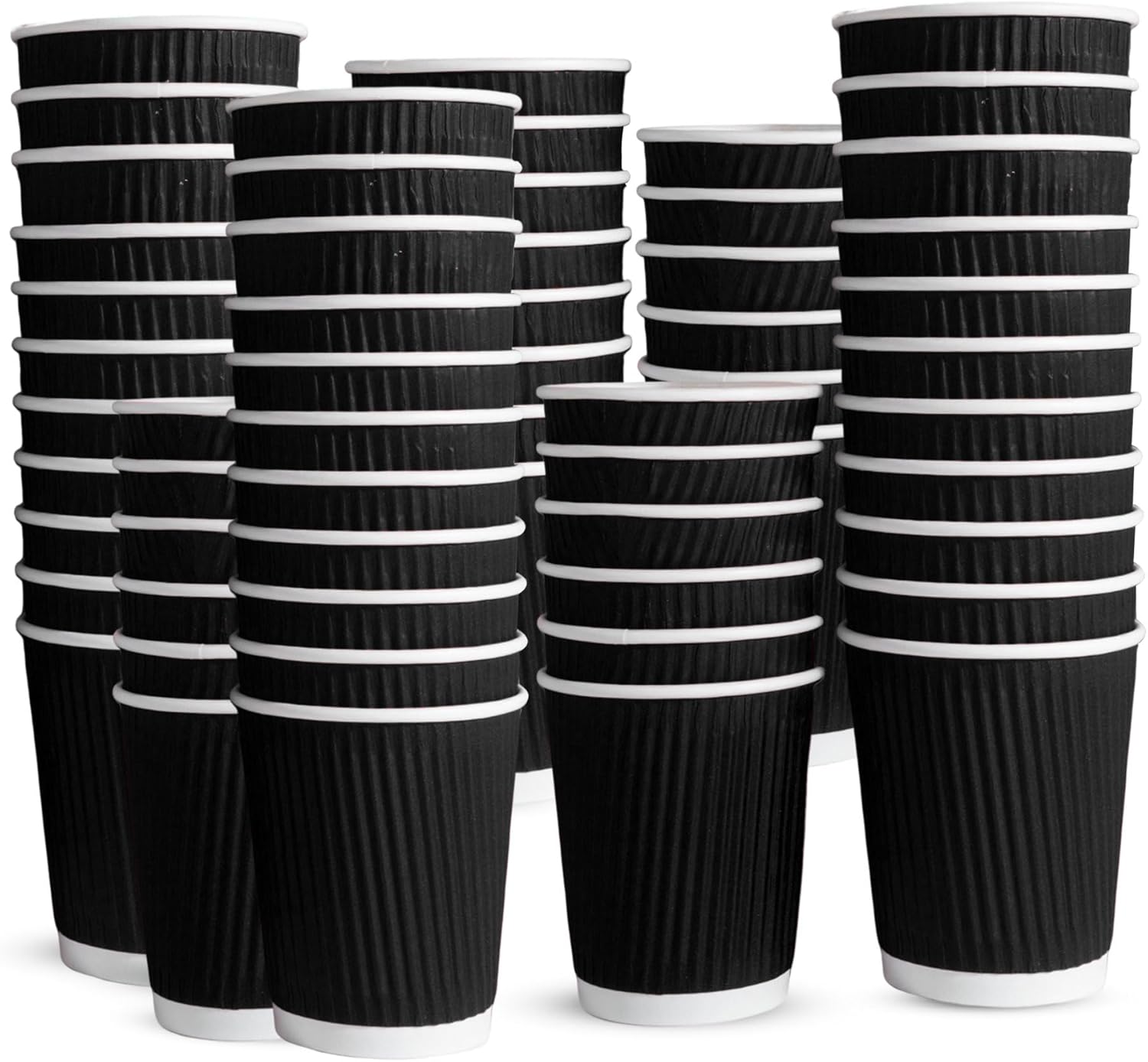 Chef Royale 500x 12oz Black Ripple Disposable Coffee Cups Without Lids