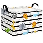 ASKETAM Kid Cute Nursery Storage Basket Baby Toy Clothes Storage Bin Playroom Bedroom Decor Basket(Animal Jungle)