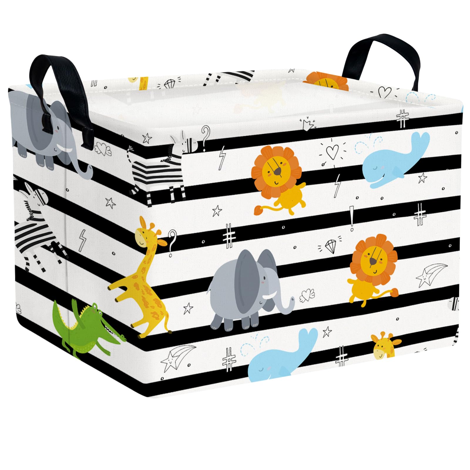Kid Cute Nursery Storage Basket Baby Toy Clothes Storage Bin Playroom Bedroom Decor Basket(Animal Jungle)