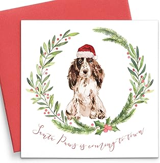 Springer Spaniel Christmas Cards Multipack, Size & Quantity of Your Choice, Spaniel Dog Christmas Cards Pack of 20, Cute Xmas Cards Dogs, Spaniel Xmas Cards Set of 10, Breed of Your Choice