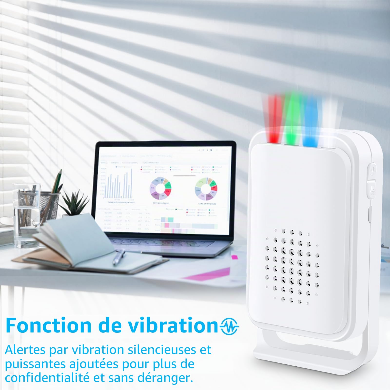 NineLeaf Sonnette de Porte à détecteur de Mouvement, Alarme à détecteur de Mouvement, Carillon de Porte pour Les Entreprises à l'entrée, 17 sonneries, 5 Niveaux de Volume,3 récepteurs 1 senseur