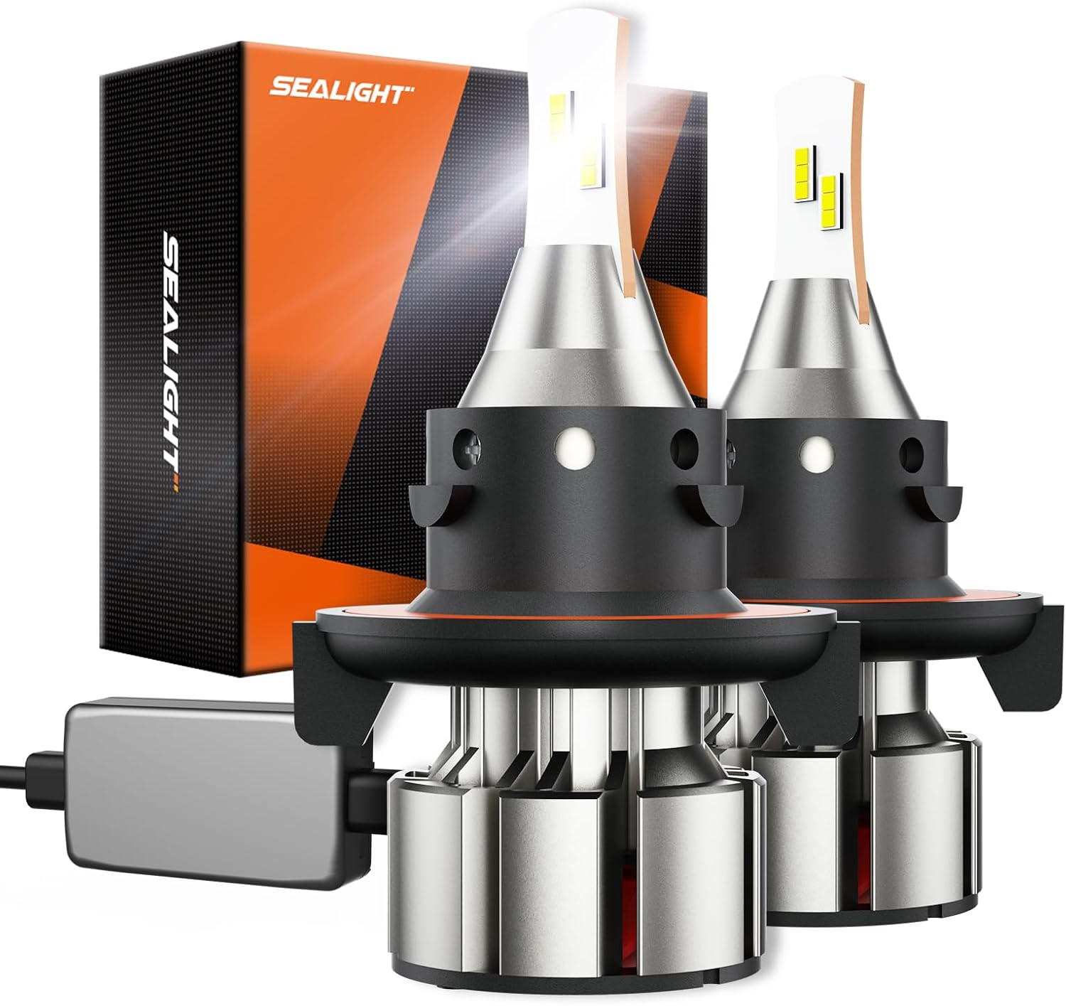 SEALIGHT H13 9008 Bulbs, 800% 36000LM Super Bright H13 Dual Beam Light Bulbs, 9008 White Fog Bulbs with Cooling Fan, Easy Plug-N-Play, L2 Series, Pack of 2