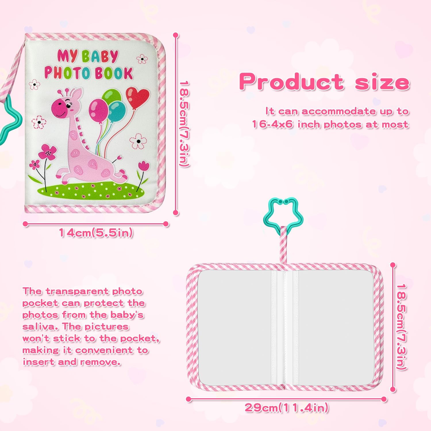 Baby's First Family Album - Soft Cloth Photo Book Gift Set with Baby-Safe Mirror | 5.5x7 Inch Holds 17 Photos Fabric Memory Book for Newborns, Toddlers, Baby Showers