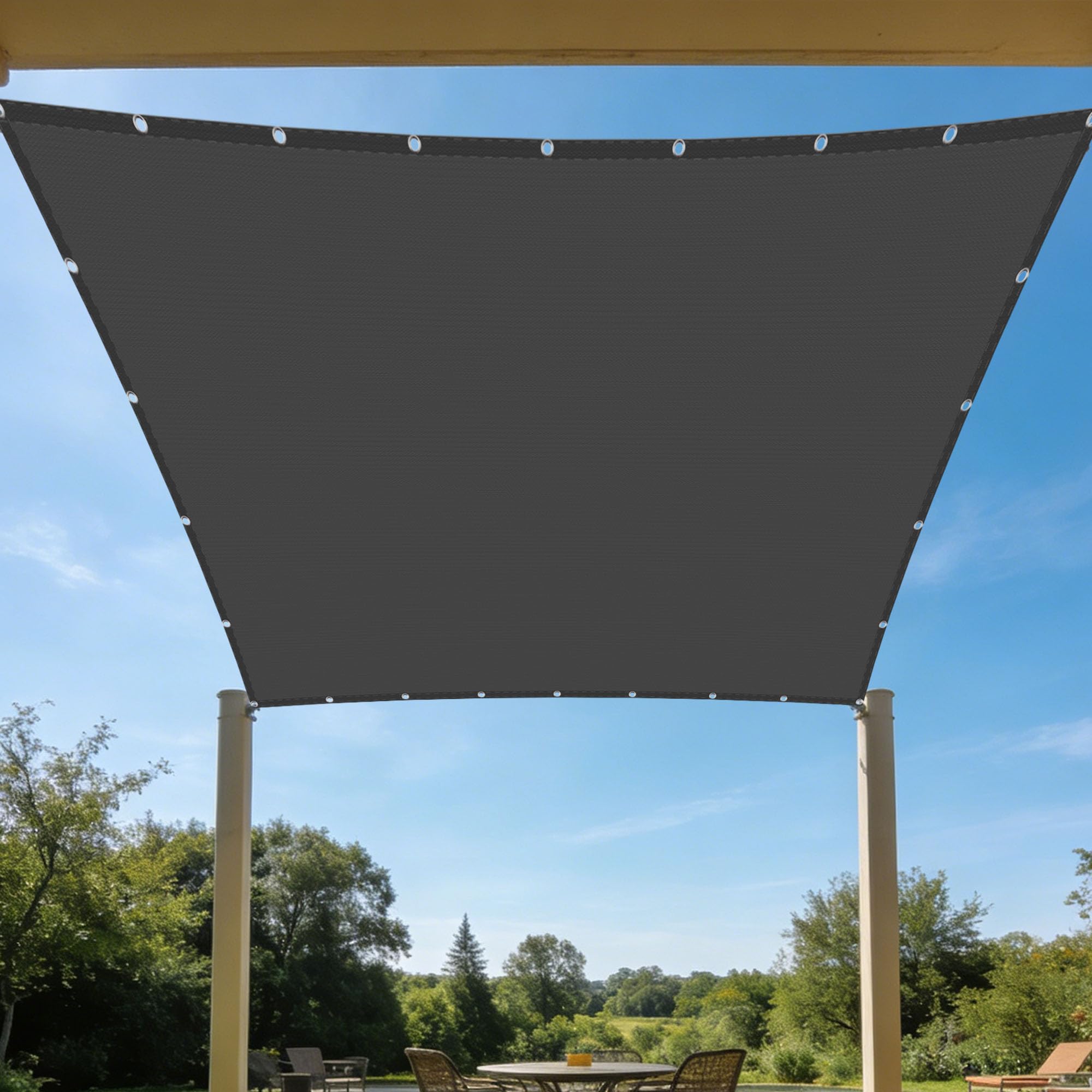Voile d'ombrage pour patio jardin terrasse extérieur balcon toile solaire anti-UV gris foncé