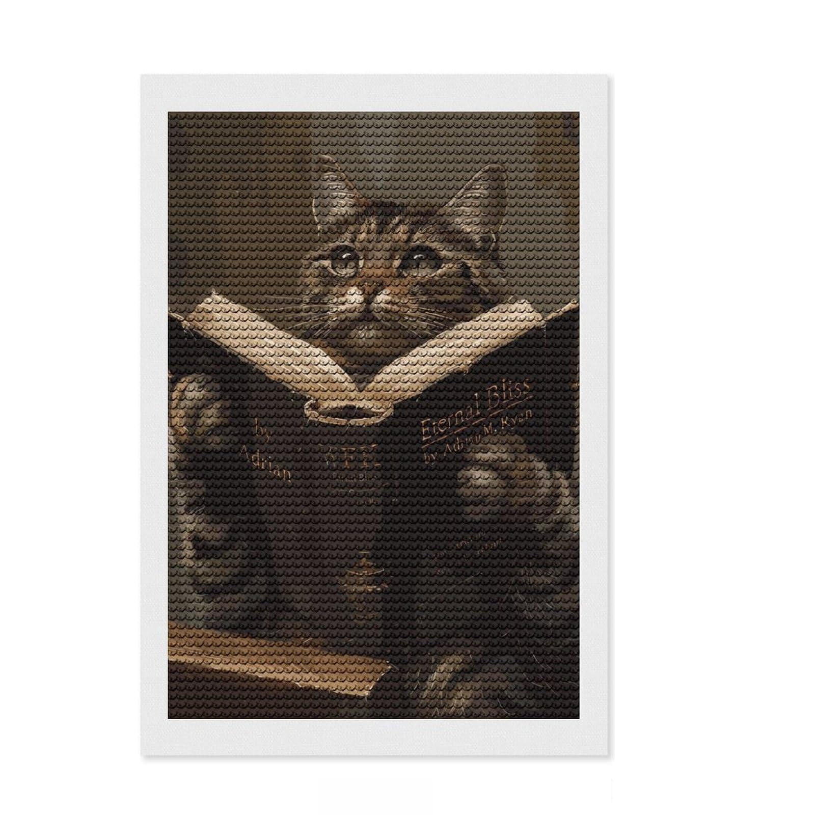 Junmoney Reading Book Diamond Painting Kit 8"x12", for Teens, Living Room Decor, Calming Craft to Unwind, Holiday Gift Idea