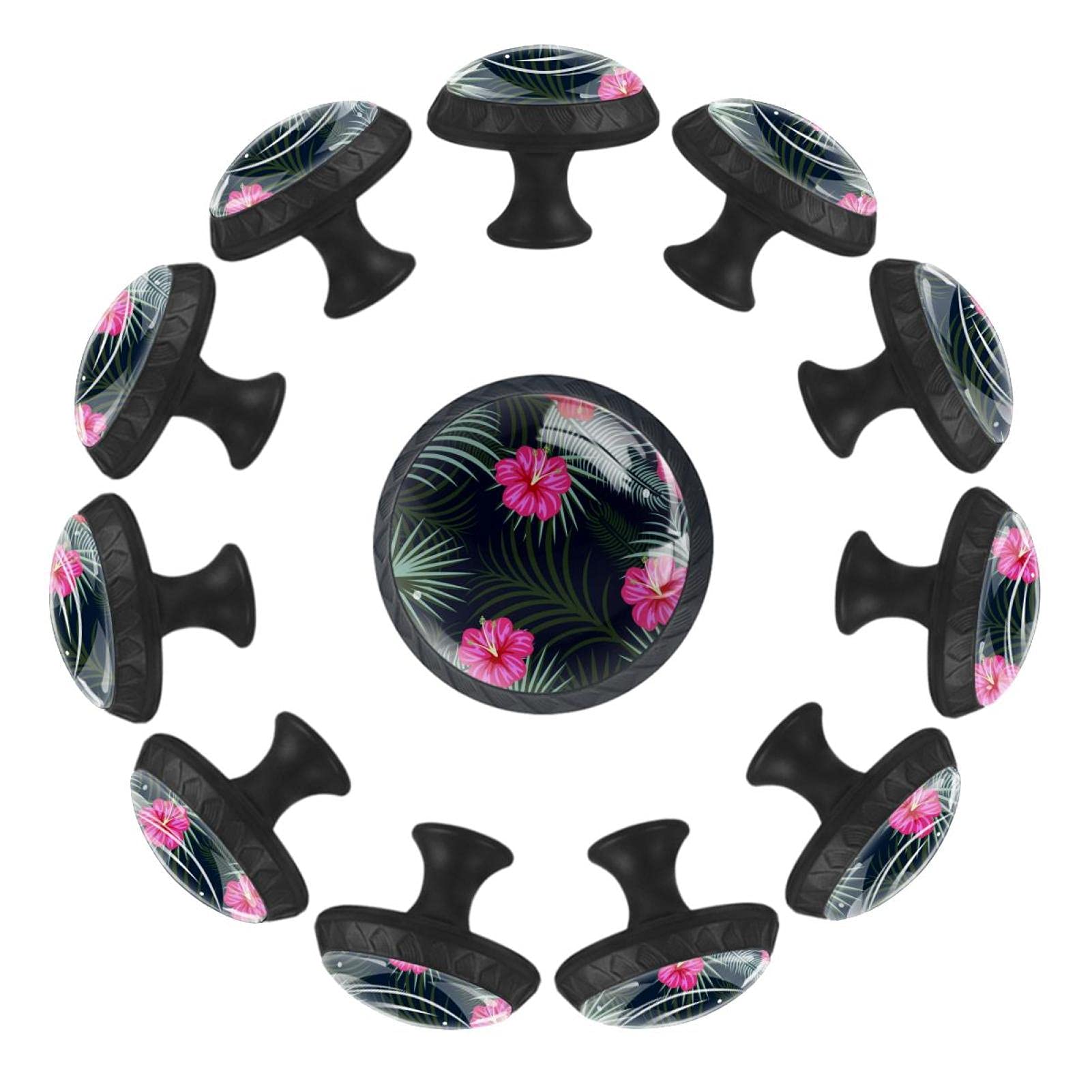 Boutons de tiroir haut de gamme lot de 12 poignées rondes 35 mm fleurs dété pour commode