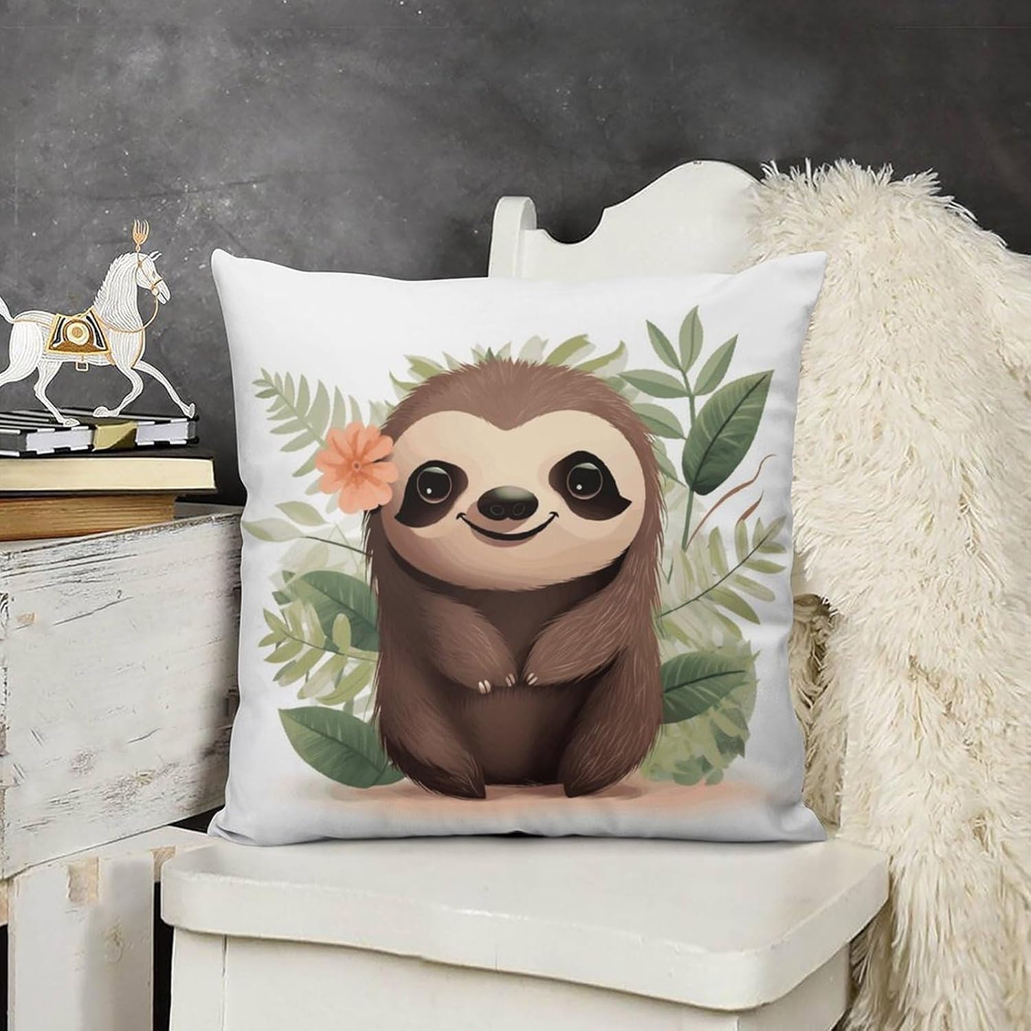 Cute Cartoon Sloth Throw Pillow Covers 12 "x12