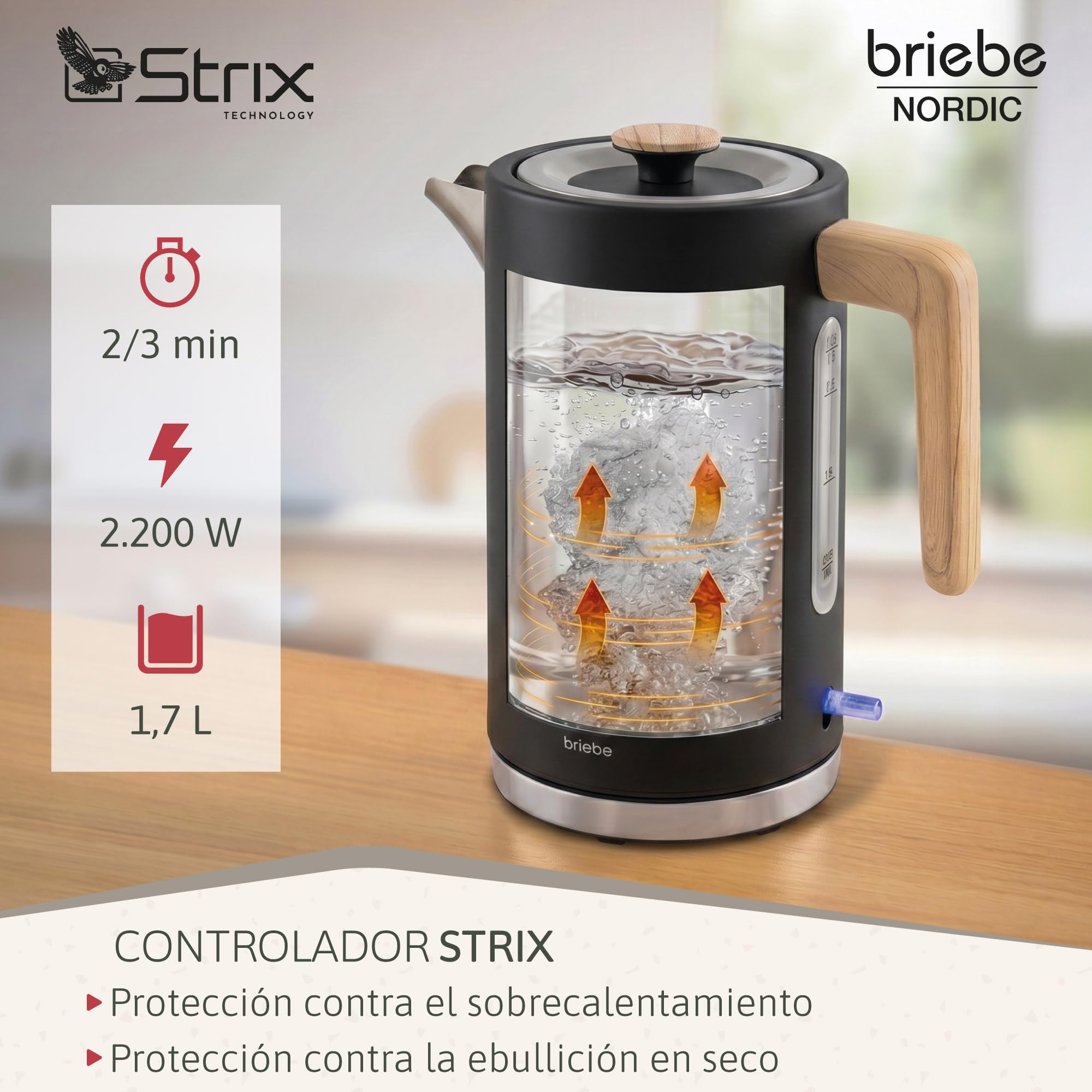 briebe Nordic Set Cafetera Espresso 20 Bares Cápsulas y Café Molido + Hervidor Agua Eléctrico 1,7L Inalámbrico 2200W + Tostadora Ranura Ancha 2 Rebanadas, Pack Desayuno Diseño Nórdico (Negro)