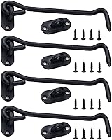 Vista 11 de 4 piezas de herrajes de acero inoxidable para puerta de granero, pestillo de puerta corredera de 6 pulgadas con gancho para ojos, pestillo de puerta