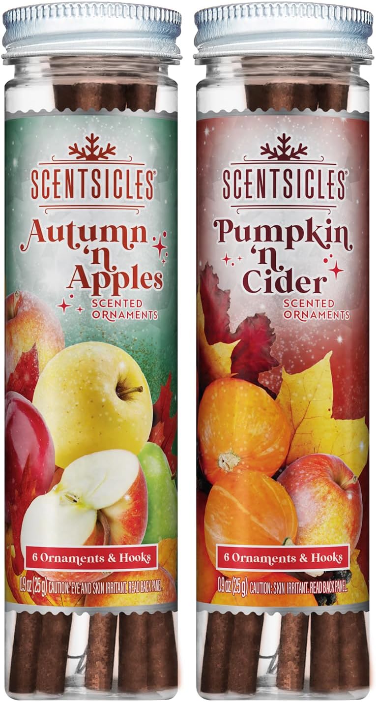 Autumn n Apples and Pumpkin n Cider Scented Stick Ornaments - 2 Bottles (12 Sticks Total)