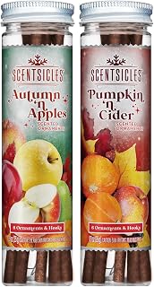 Scentsicles Autumn n Apples and Pumpkin n Cider Scented Stick Ornaments - 2 Bottles (12 Sticks Total)