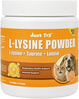 Just Try L-Lysine Powder with Taurine for Cats Lysine Cat Immune Support for Dogs Lysine Supplement Cat Health Supplies 7OZ