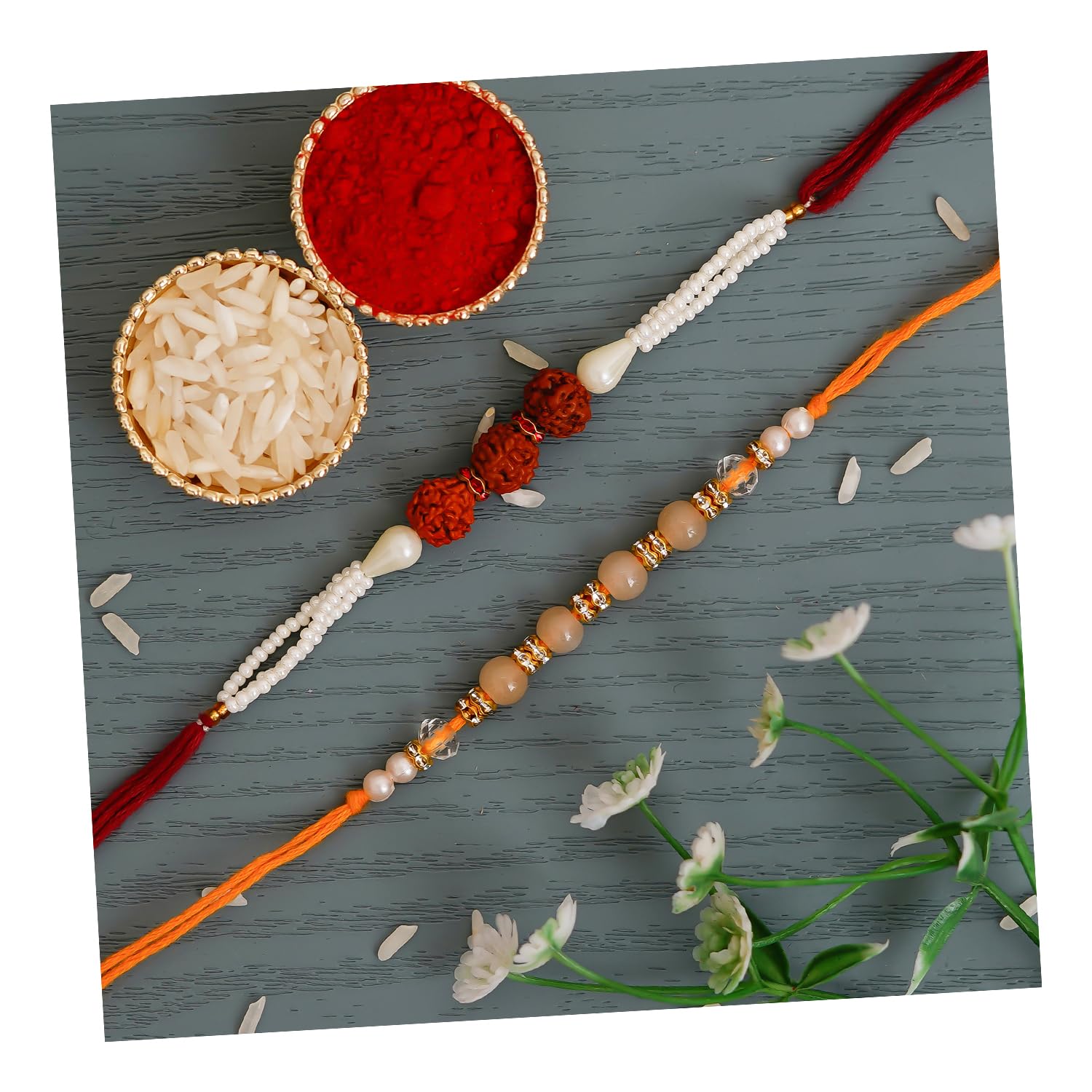 eCraftIndia Multicolor Set of 2 Rudraksha Pearls Designer Rakhis with Roli Chawal Pack - Rakhi for Brother, Bhaiya, Bhai (B0B5PC2KWW) Amazon Price History, Amazon Price Tracker
