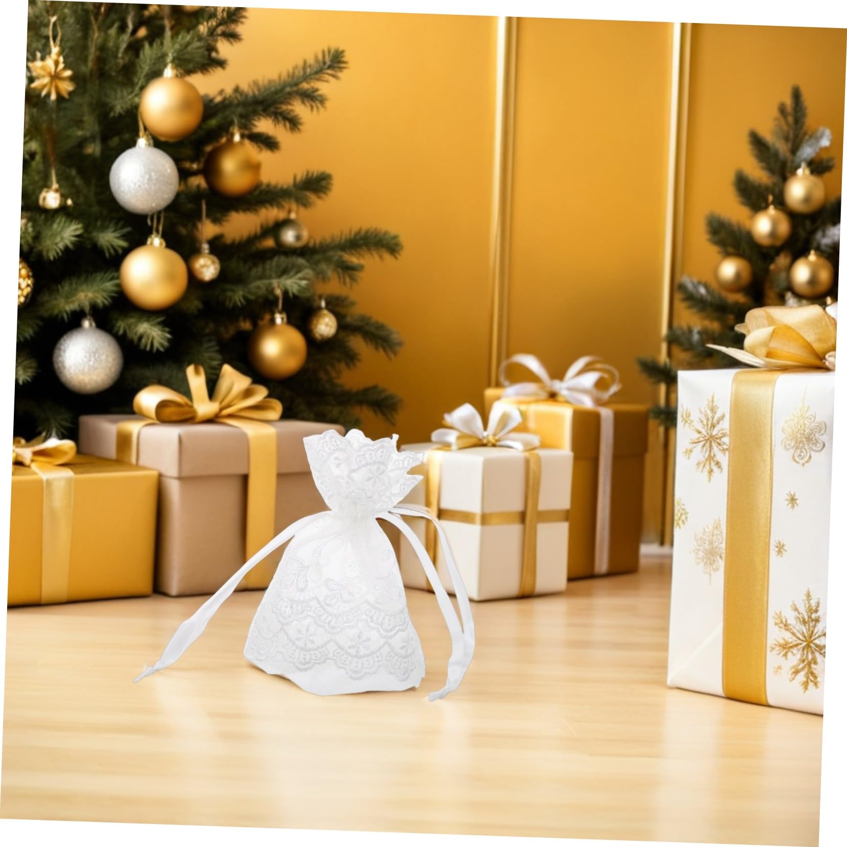 25 Stück Netzbeutel Als Partygeschenk Geschenktüten Kleine Feine Netztasche Weihnachts-mesh-kordelzugbeutel Organzabeutel Mit Kordelzug Weiße Organzabeutel Mesh-goodie-bag White