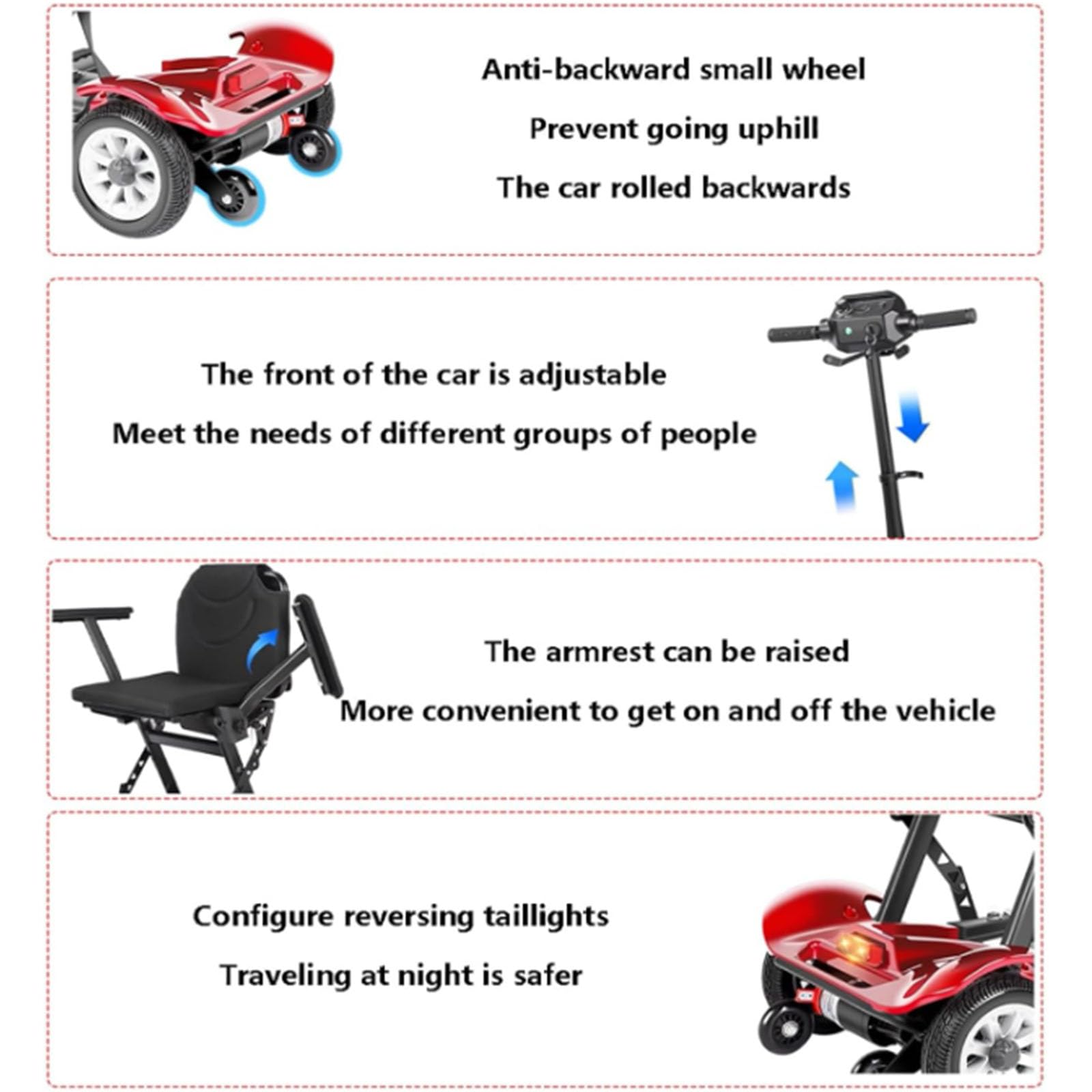 BCBKD Scooter De Movilidad Plegable De 4 Ruedas para Adultos, Ancianos, Discapacitados, Viajes Al Aire Libre, Cestas Dobles Delanteras Y Traseras Scooter De Movilidad Motorizado para Personas Mayores