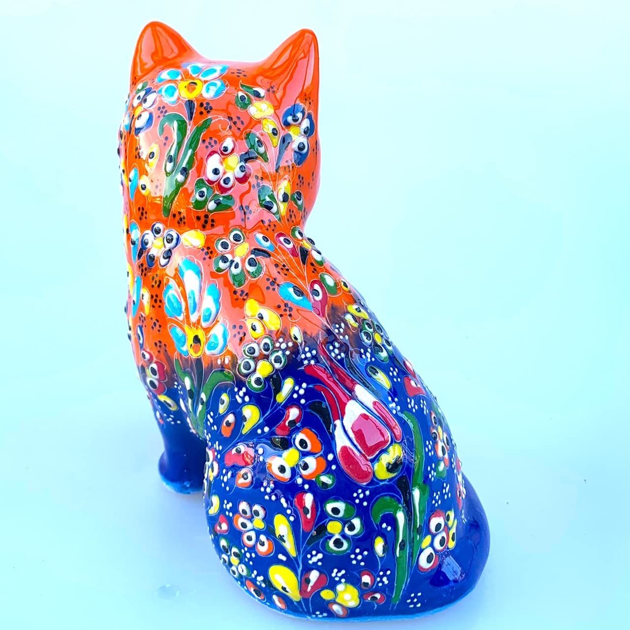 Amazon.co.jp: トルコ陶器 トルコ雑貨 おすわりねこ置物 猫 猫の置物