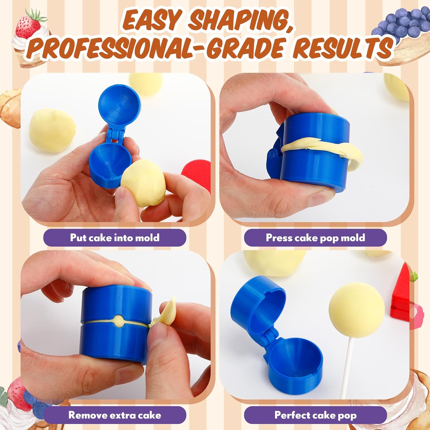2 Pcs Large-sized Round Cake Pop Mold Press Set, Circle Cake Pop