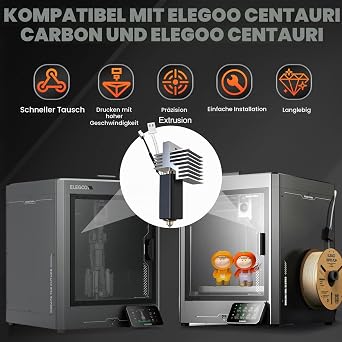 2 Stück 0.4MM Keramik Hotend für Centauri Carbon/Centauri Print Head Extruder Kit mit Silikonhülle Silikonbürste 02/04/06 mm Düsen Reinigungsnadel Schraubenschlüssel Wärmeleitpaste