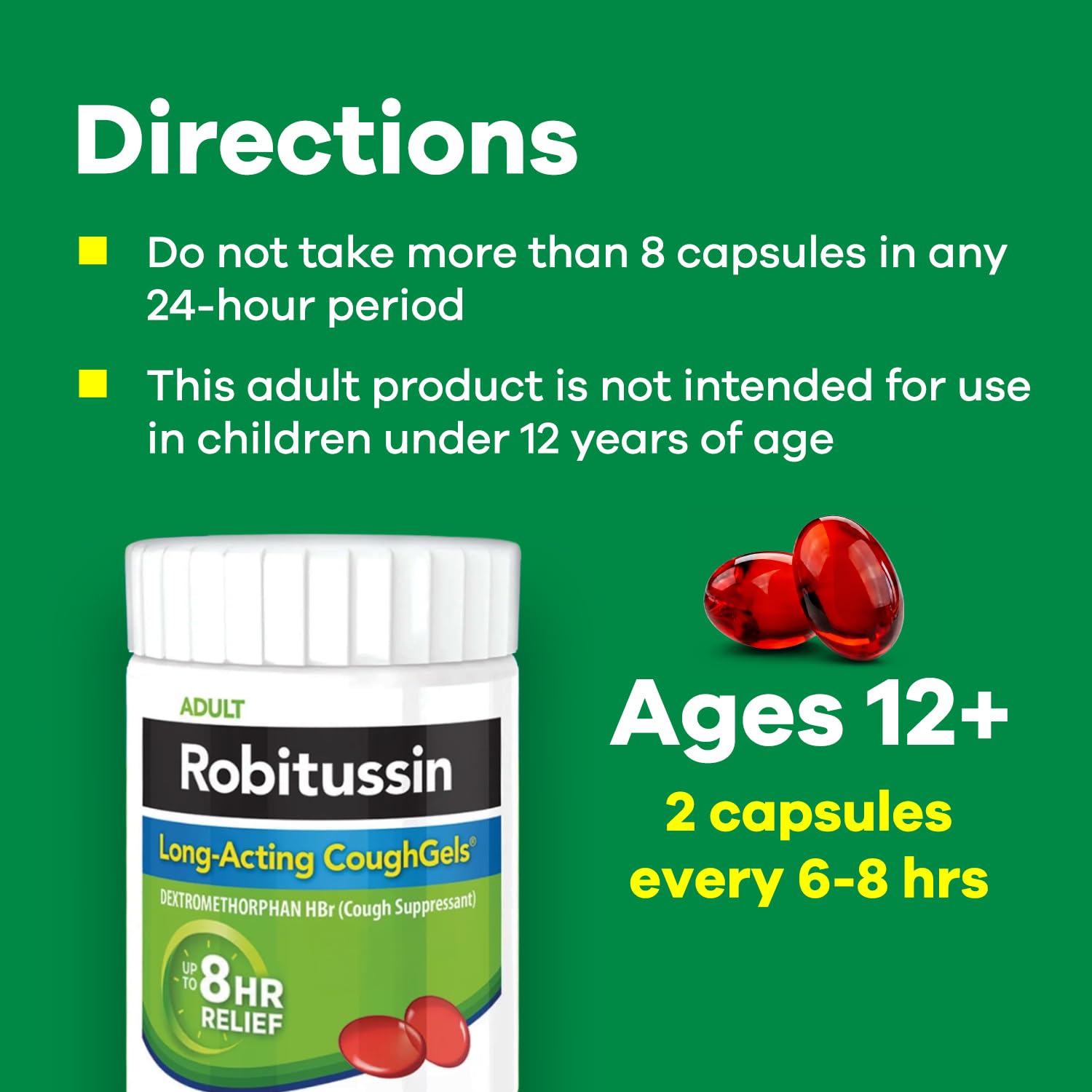 Robitussin Long-Acting CoughGels, Cough Medicine, 20 Liqui-Gels — Amazon image 9