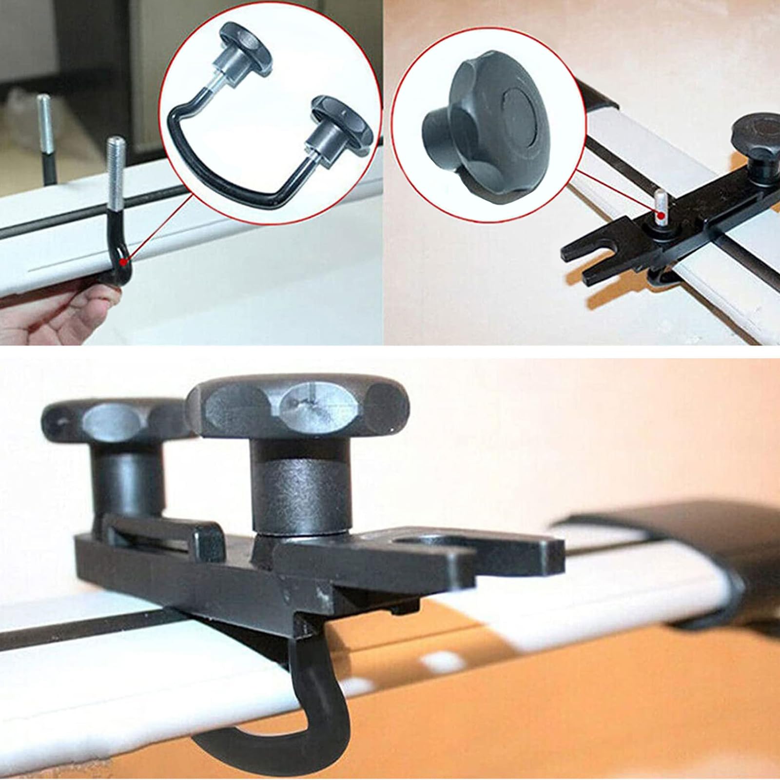 Fixation Coffre De Toit Universelle: WIYETY 4 Pièces Fixations Universelle pour Coffre de Toit, Accessoires pour Coffres De Toit avec 8 Écrous de Blocage et 2 Bandages et Autocollants à Points Ronds