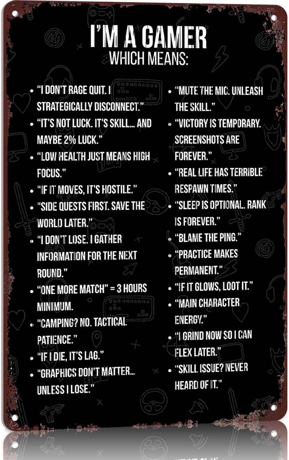 Funny Gamer Saying Metal Sign Gaming Wall Decor 8 x 12 Inch