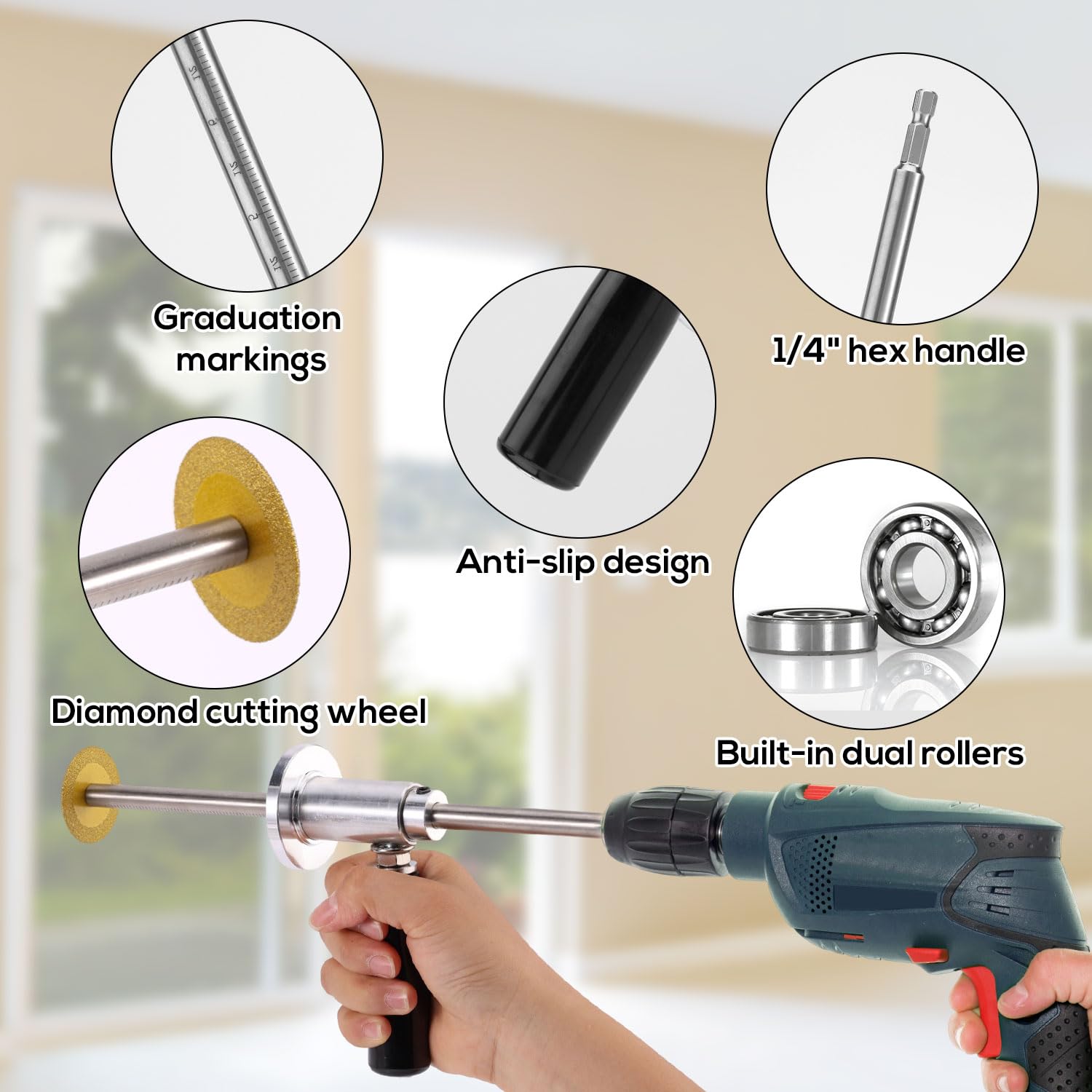 Lyreh Coupe-Tube Intérieur en PVC, Acier Inoxydable Coupe-Tuyau Plastique avec Molette et Poignée Profondeur de Coupe Réglable de 17,78cm Convient Aux Tuyaux en PVC 3,81-20,32cm