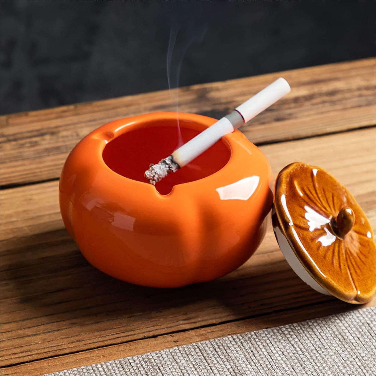 Posacenere In Acciaio Inox Con Coperchio - Antivento E Antiscivolo Per Esterno | 8x8x7.5 Cm Argento