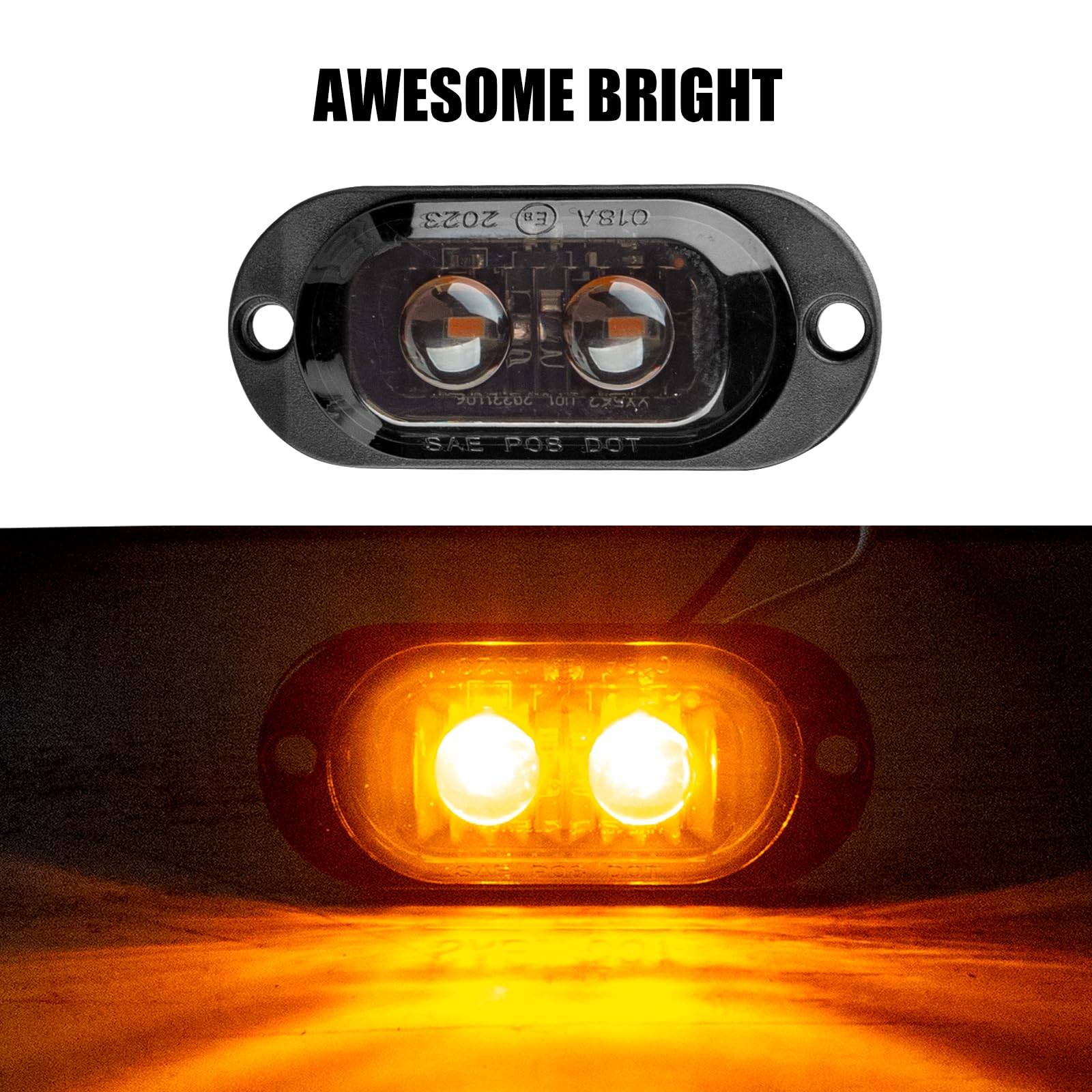 Catekro 10x Luci Ingombro LED 12V-24V, Luci di Posizione Laterali per Auto Indicatori Laterali con 2 LED Lente Affumicata Impermeabile per Camion Camper Furgone SUV (Giallo)