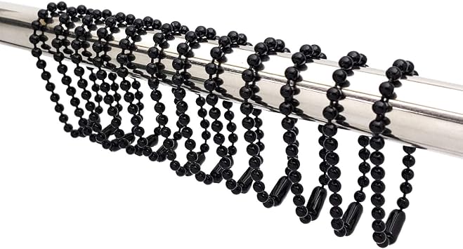 Shower Curtain Hooks Rings, Shower Hooks for Bathroom Shower Rods Curtains, Set of 12 Hooks, spa-Quality Look-Black