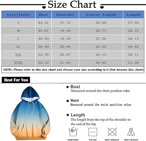 Miniatura 3 de WENKOMG1 Sudadera con capucha para hombre con estampado degradado de manga larga para invierno y otoño, sudadera deportiva activa con bolsillo