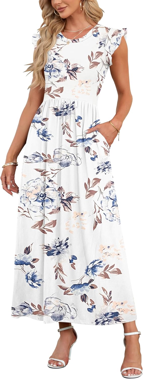 Abito Estate AUSELILY Con Tasche E Maniche Corte - Vestito Casual Per Spiaggia E Occasioni Informali - Foto 7