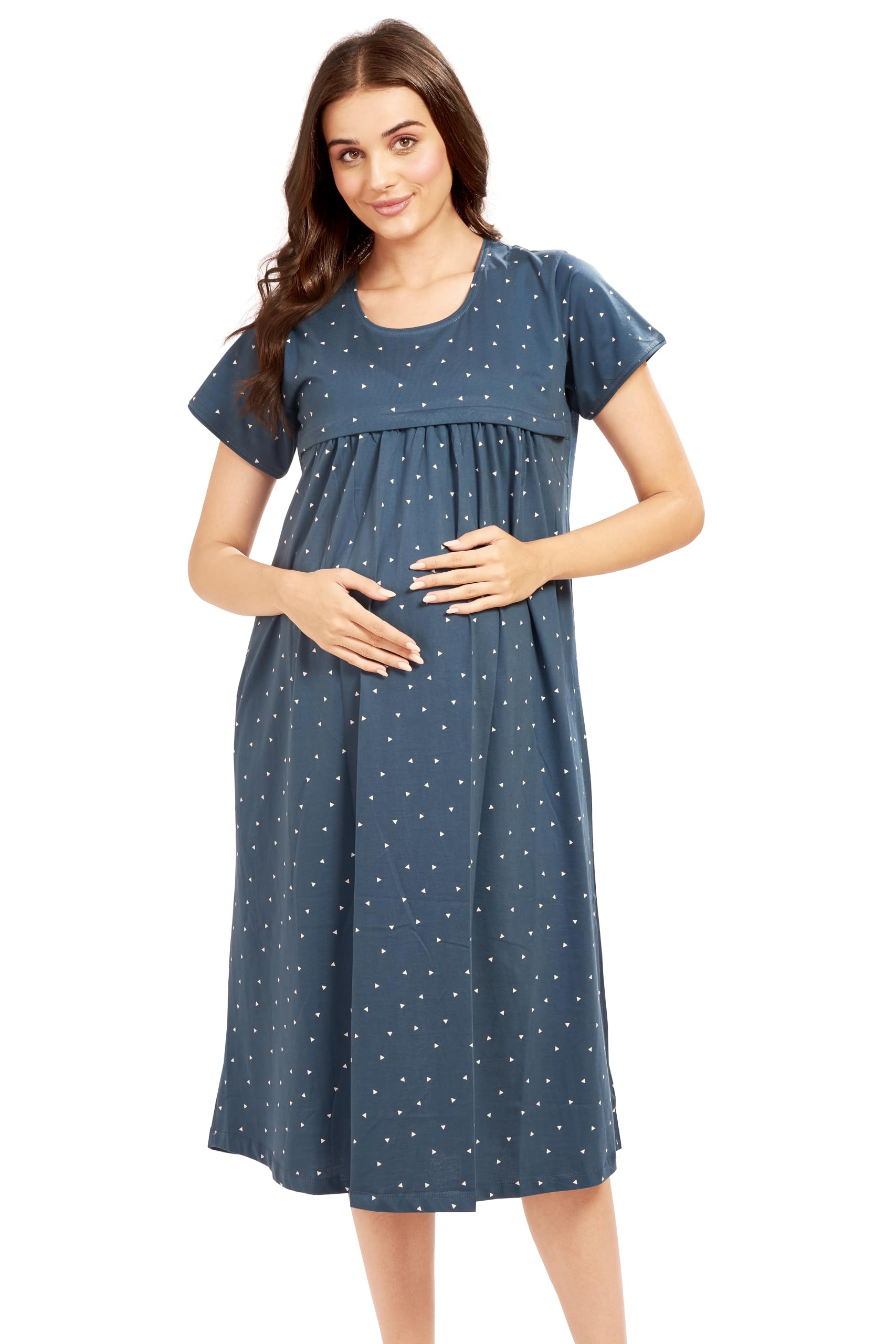 AV2 Women's Cotton Floral Calf Length Maternity Nighty-image-49