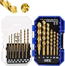 Cobalt Drill Bit Set 20 Piece(1/16"-1/2"), M35 Metal Drill Bits for Steel, Hardened Metal,
