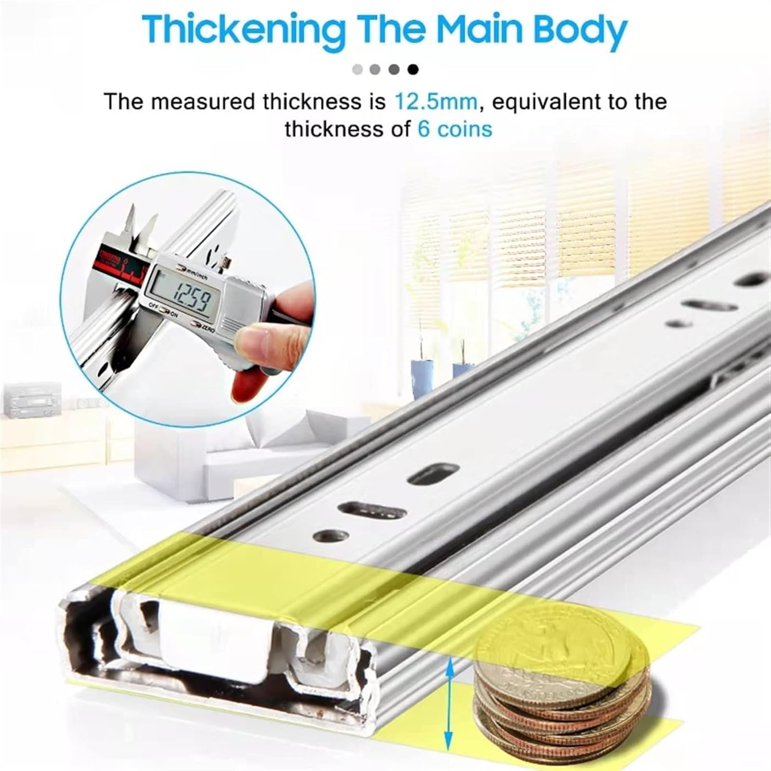 Side Mount Cabinet Runners Glides Heavy Duty Stainless Steel Drawer Slides with Strong Bearing Capacity Furniture Slide Silent and Soft Close Sliding Track Rail(10inch)