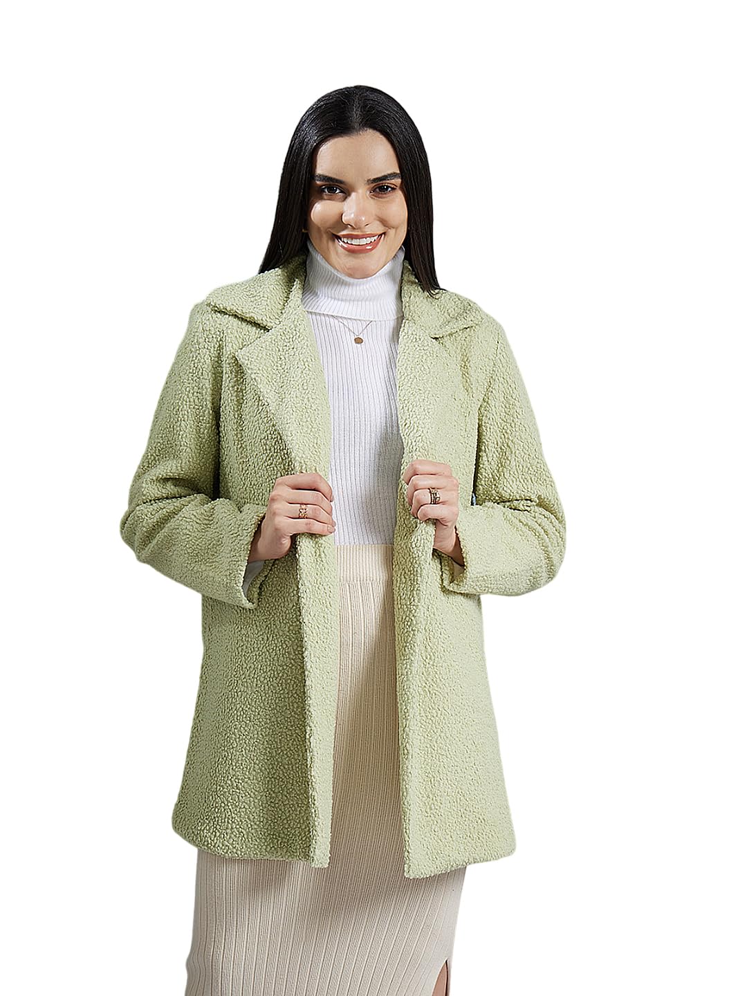 poshbery Green Textured Winter Coat-picture-11