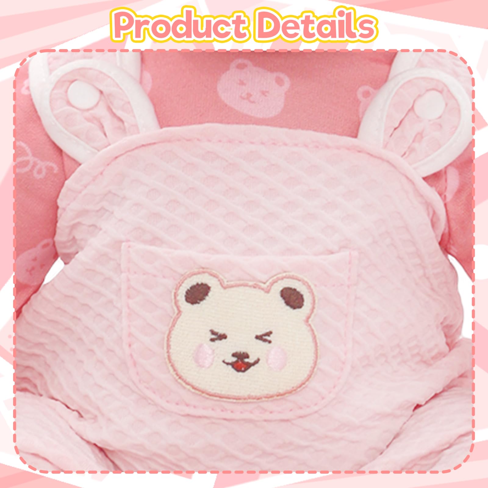 Babypopkleding voor poppen van 50-22 inch, 5 stuks elegante en schattige roze babypopoverall van 50,8-56 cm met 1 jurk 1 roze vest 1 pluche hoed 1 tas sokken, 50-56 cm babypop outfits