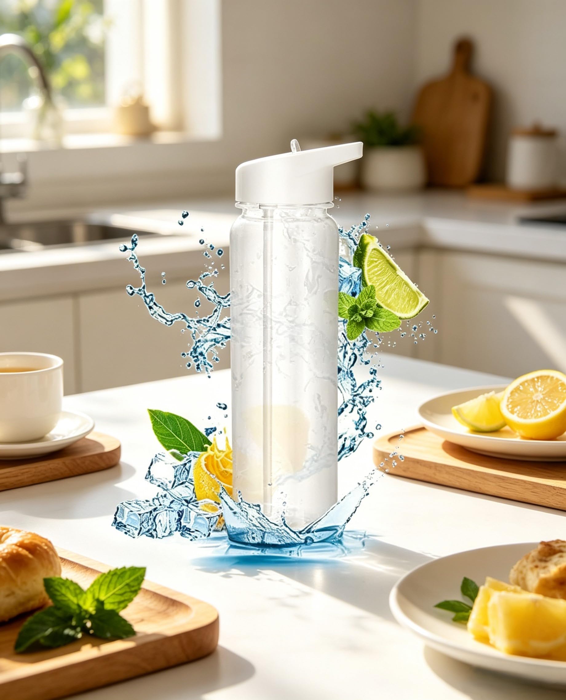 2 Borracce Sportive Trasparenti da 750 Ml A Prova di Perdite con Filtro E Tappo A Scatto, Borracce in Plastica Riutilizzabili per Palestra, Scuola, Sport E Ciclismo.