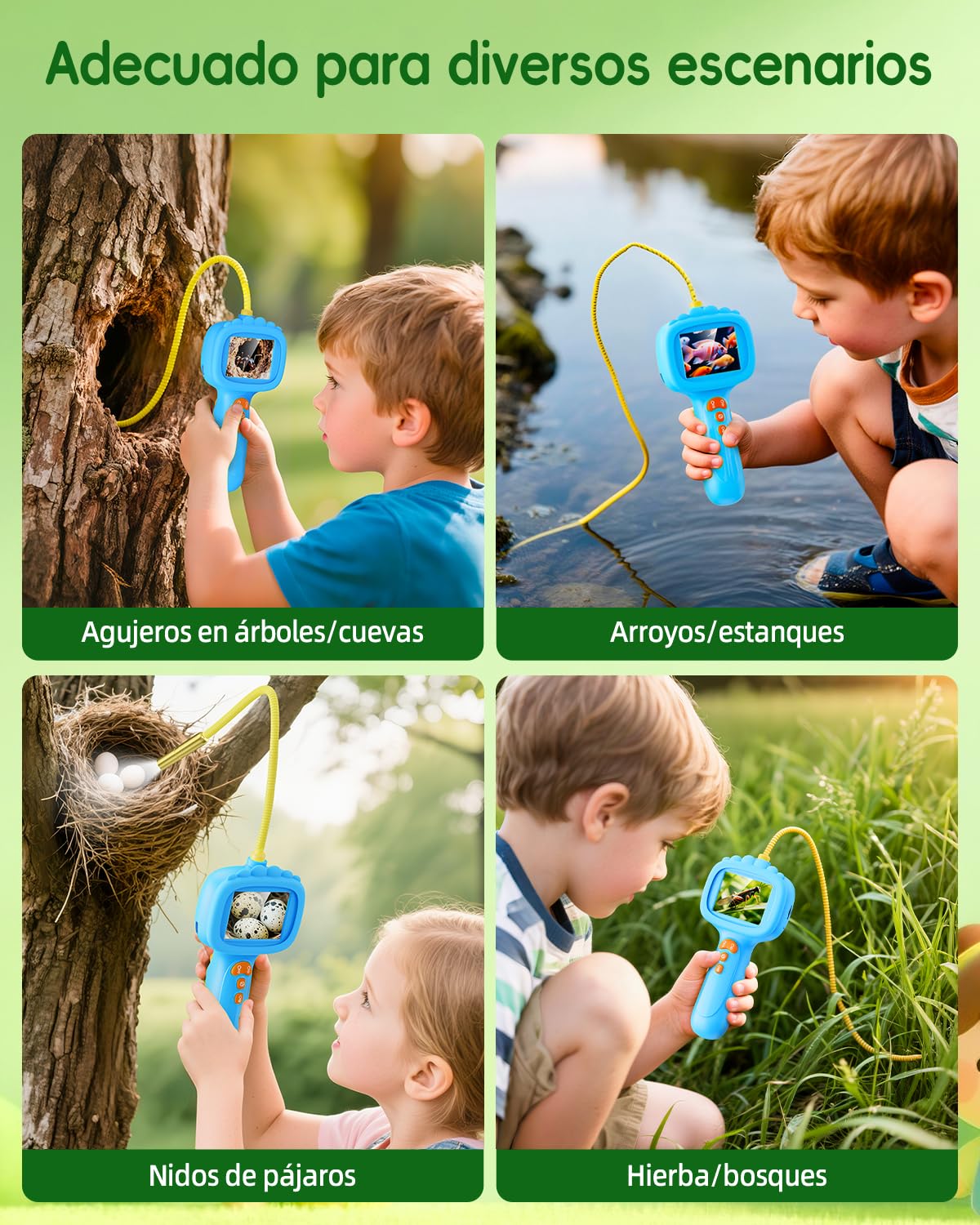 Cámara endoscópica para niños, cámara Ashfly 1080P, Stem Juguete para Exterior jardín Camping Naturaleza Descubrir, Regalo de cumpleaños para 4, 5, 6, 7, 8, 9, 10 años, niños y niñas (Azul)