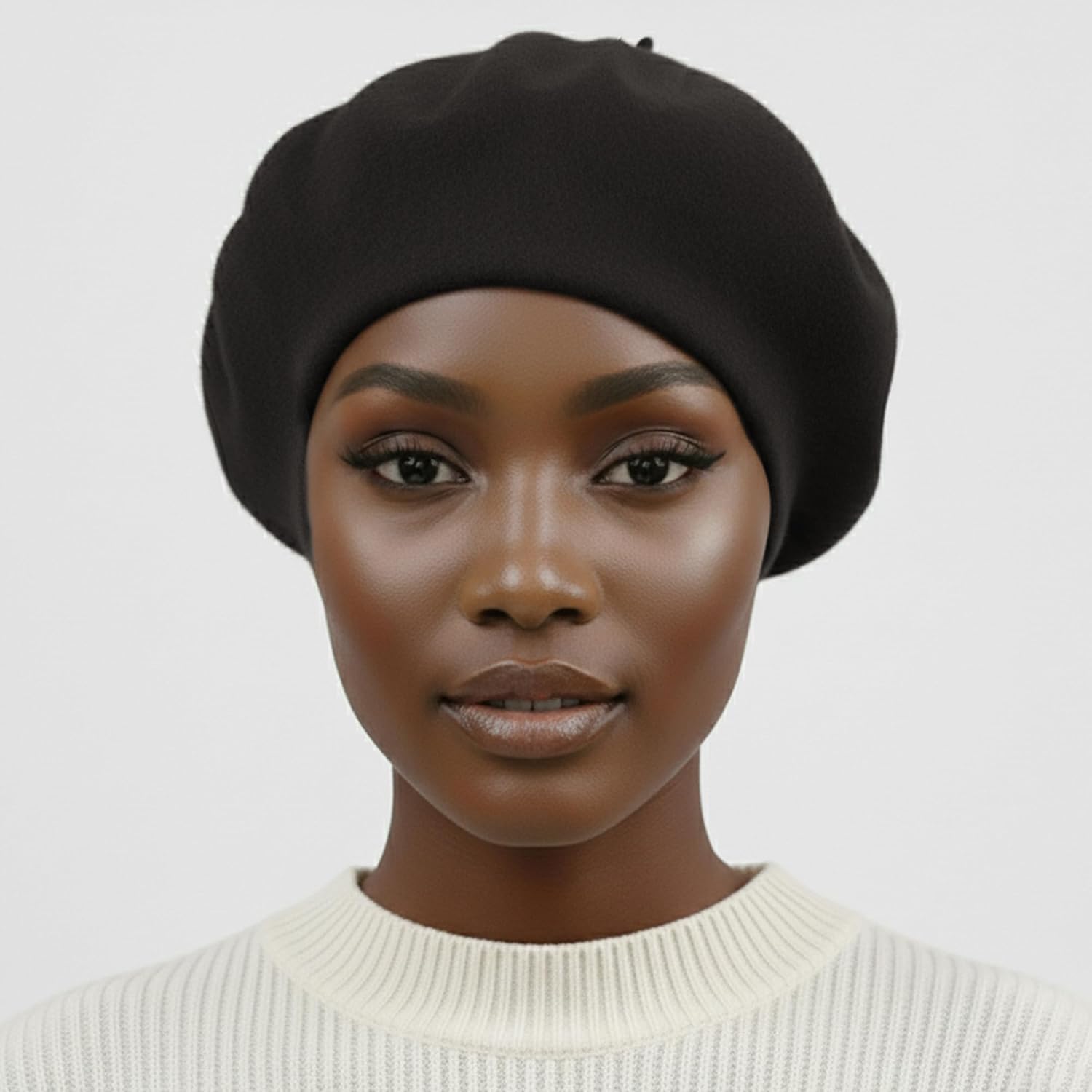 Donna Wool Tam Beret Hat for Women – Classic French Style Tam in Soft Wool Fabric – Winter Fashion Cap for Daily Wear & Special Occasions – Black