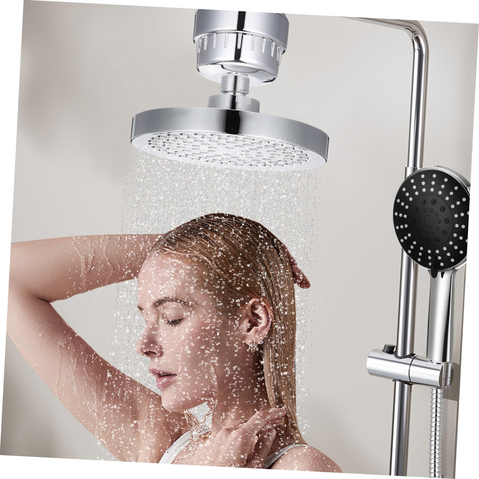 POPETPOP Cabezal de Ducha Filtro de Agua y Sistema Giratorio, Purificador 15 Etapas para Agua Dura, Incluye Recambio para Cabezal, para Ducha en Hogar
