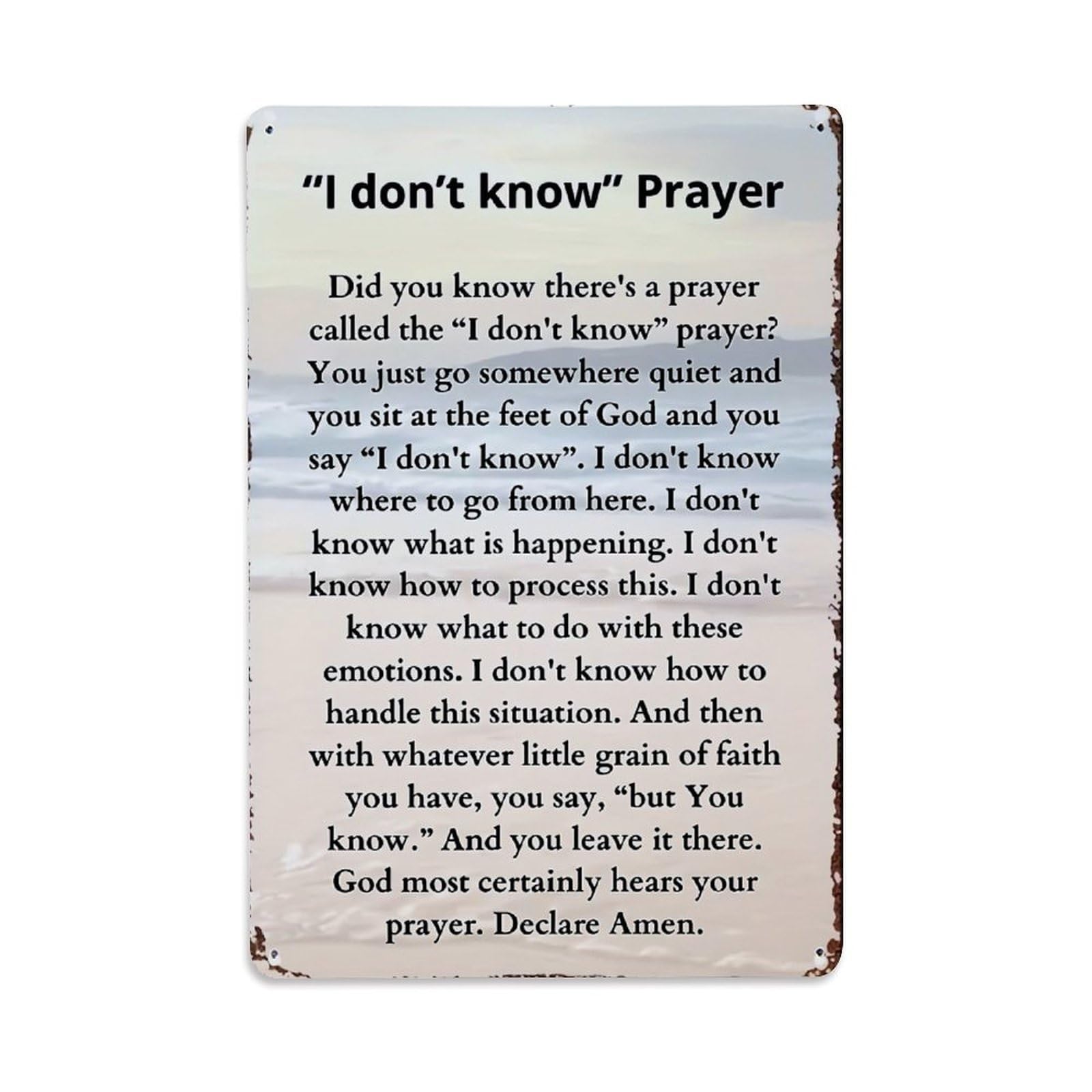 Nestemfo Vintage Inspirational Prayer Text Overlay Tin Sign Metal Sign, Living Room,Bar, Home, Bedroom Wall Decor,Retro Metal Poster 8X12 Inches