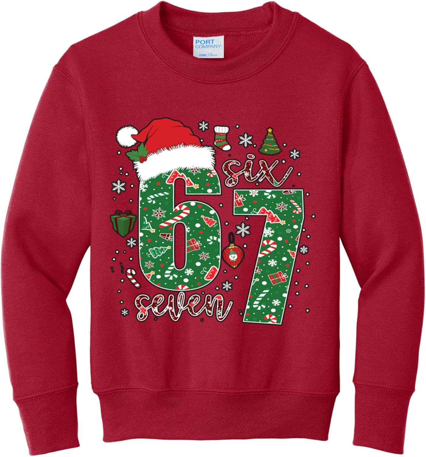 wild custom apparel 67 67 Six Seven Boys Girls Kids Youth Ugly Funny Christmas Sweater Crewneck Sweatshirt