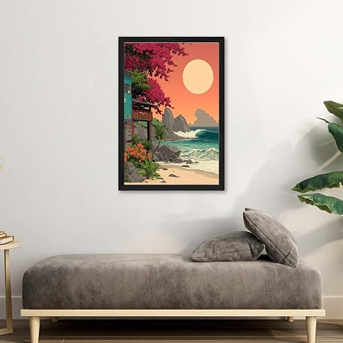 Miniatura 3 de Beach Pictures Wall Art Coastal Cowgirl Room Decor Cyber retro surfing beach Preppy Wall Decor Summer Tropical Ocean Art Canvas Print For Teen Girls