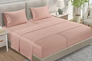 Split King Sheets Deep Pocket, 100% Egyptian Cotton Sheets for Split King Size Bed, 800TC Luxury Soft & Breathable Naturally Cool Fully Elasticated Fitted Sheet, No Pill Fade Resistant – Sepia Rose