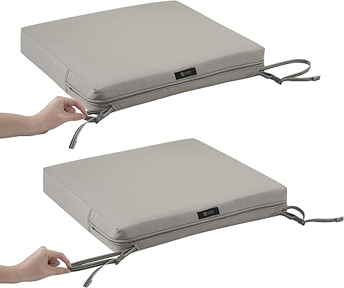 Miniatura 57 de Classic Accessories Ravenna - Cojín cuadrado para patio de 25 x 25 x 5 pulgadas, resistente al agua, con funda, para sillón de descanso, hongo