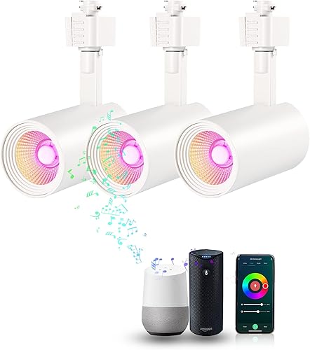 CLOUDY BAY Paquete de 3 Cabezales de iluminación LED WiFi inteligente de 11 W, cabezales de luz de pista compatibles con Alexa Google Home, cambio
