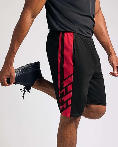 Miniatura 4 de Real Essentials - Paquete de 5 pantalones cortos deportivos de baloncesto de malla para hombre, de secado rápido, con bolsillos