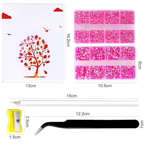 Miniatura 4 de 10400 diamantes de imitación color rosa intenso, diamantes de imitación de resina de gelatina para uñas, cristales no termofijos, con parte trasera