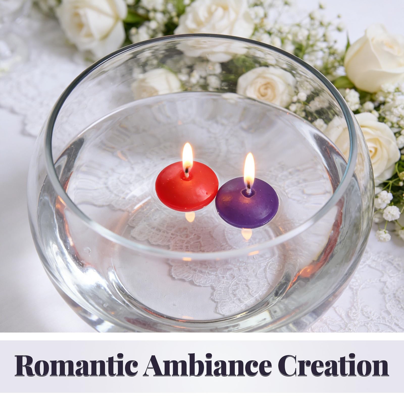 40 candele galleggianti da 3,8 cm, senza profumo, antigoccia, perfette per vasi, decorazioni e centrotavola per matrimoni e feste.