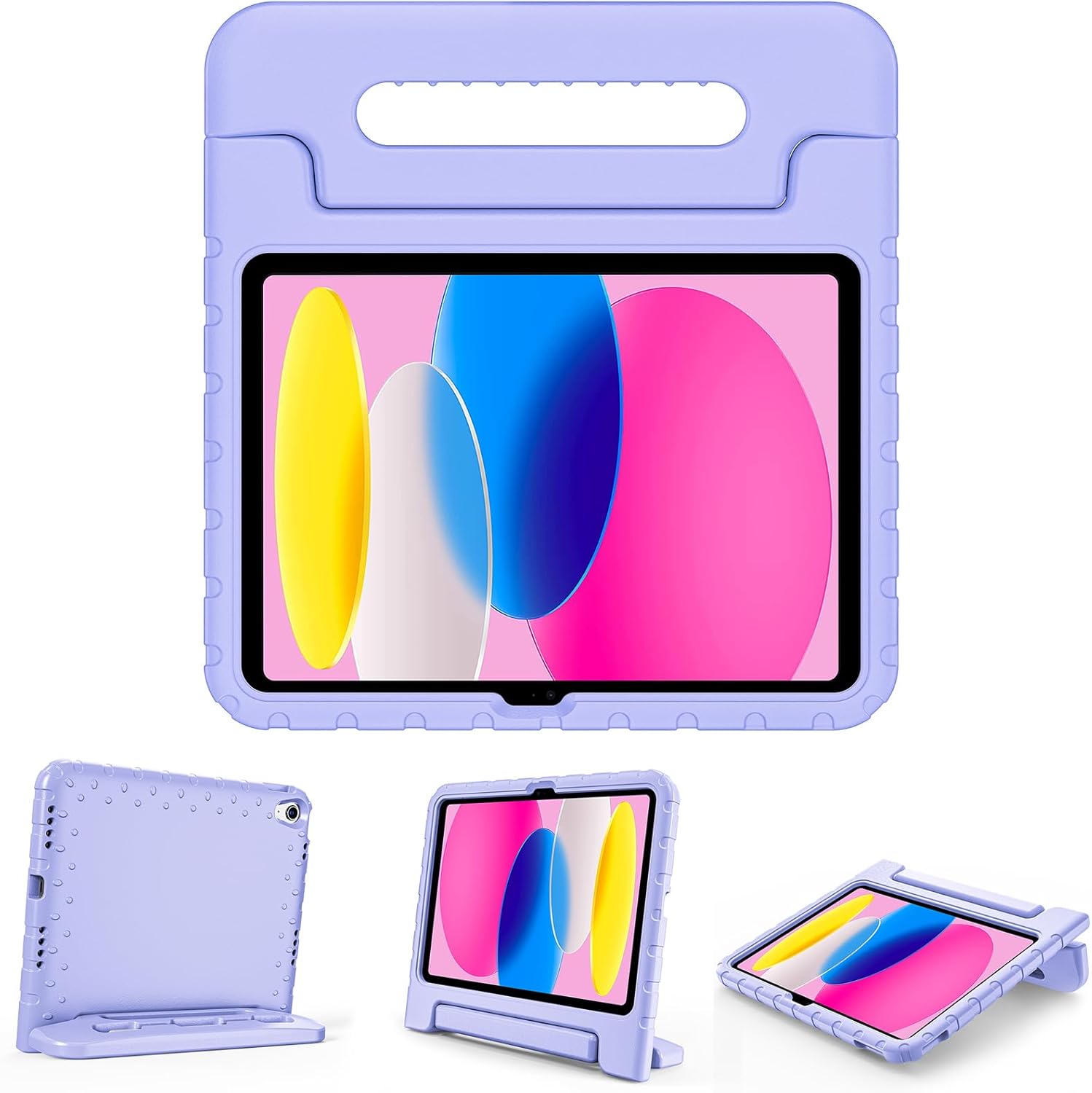 ProCase Kids Case for iPad A16 11th Generation 2025/iPad 10th Generation 2022 with Pencil Holder, iPad 11/10 Case Shockproof Lightweight Cover with Stand Convertible Handle for Children -Lightpurple